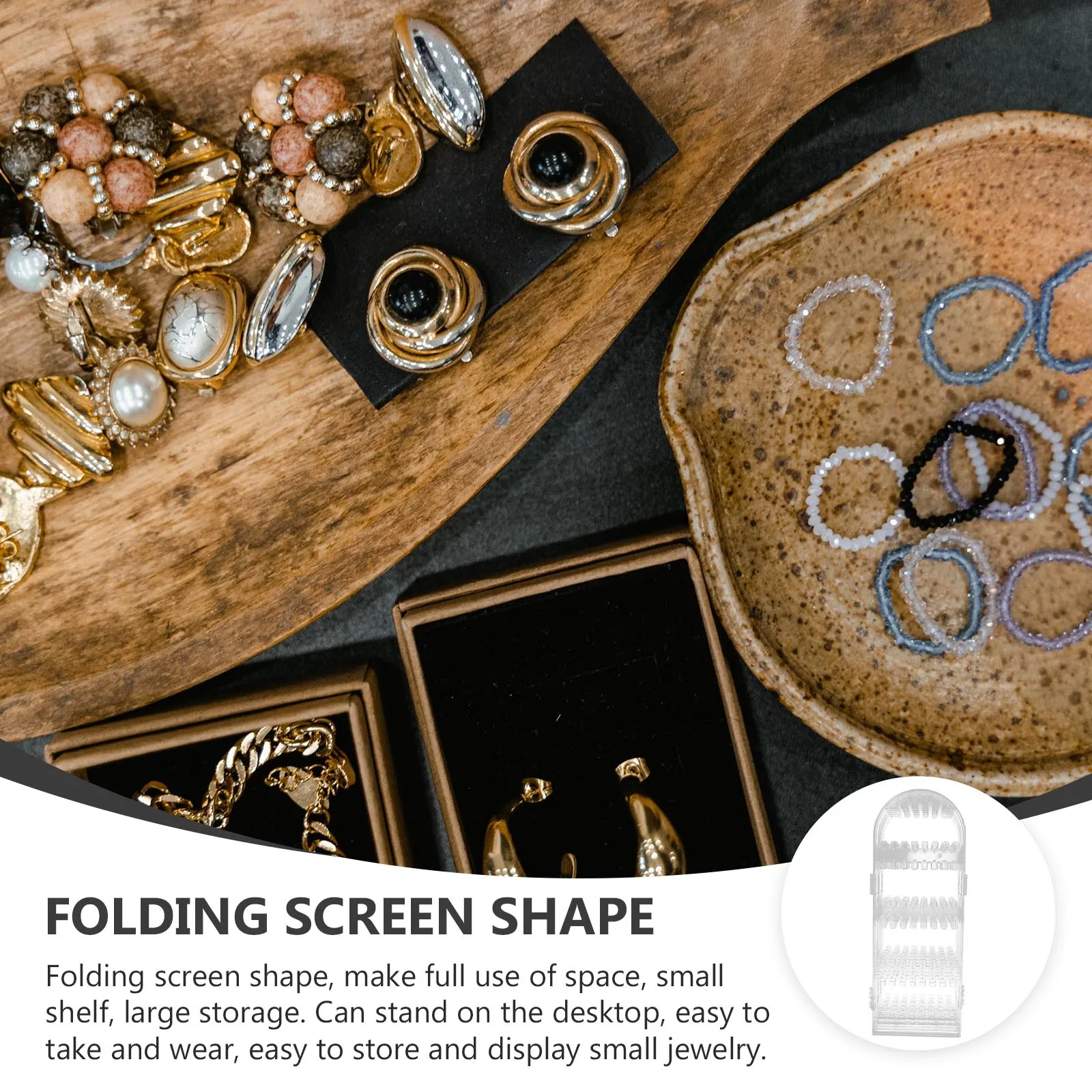 

1pc Foldable Earring Storage Box Necklace Organizer Jewelry Display Stand Heavy Duty Material Lightweight Portable For Rings