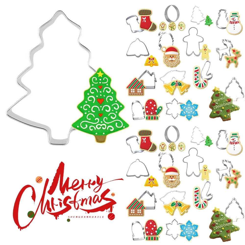 

14pcs Christmas Cookie Cutter Gingerbread Xmas Tree Mold Christmas Cake Decoration Tool Navidad Gift DIY Baking Biscuit Mould