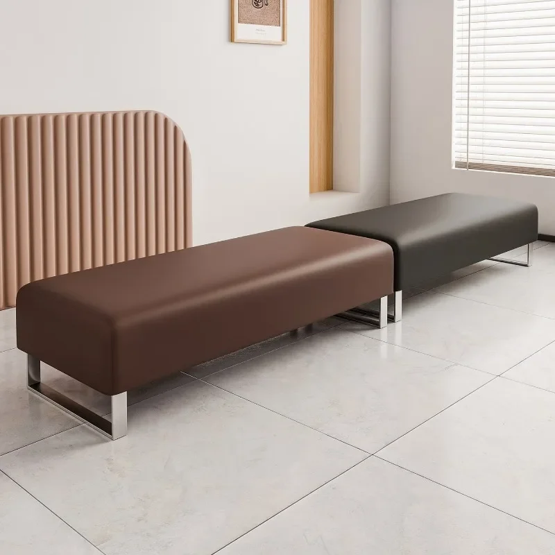Nordic class modern simple long soft bag stool commercial office rest area reception stainless steel foot sofa stool