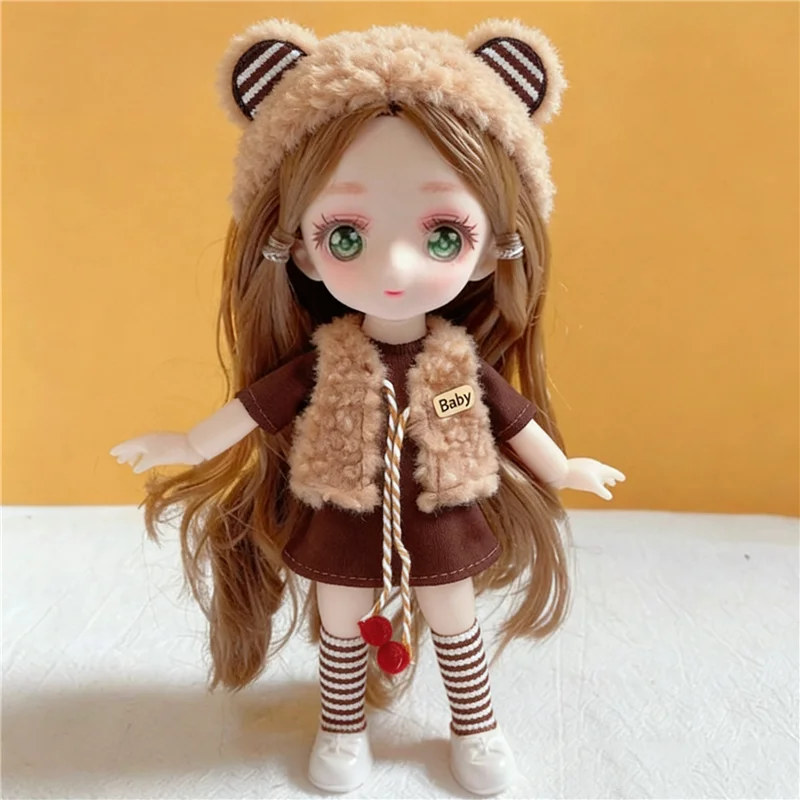 Pastel Harajukuc Style Outfit Clothing For 16 17cm 1/8 BJD OB11 Doll Korean Kawaii Leopard Print Clothes Dress Pants Accessories