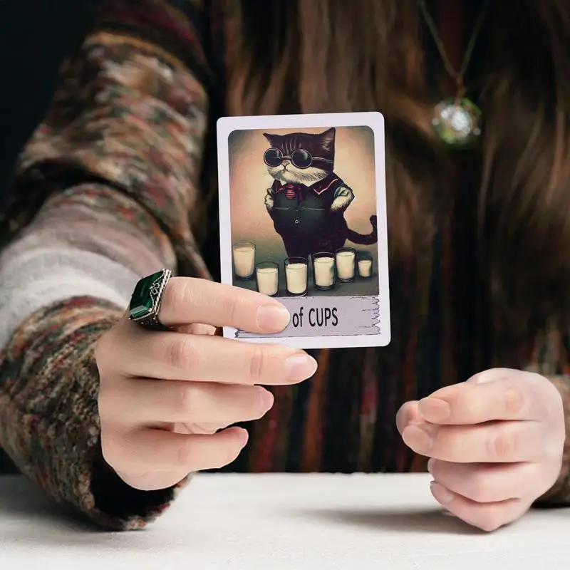 Mystic Cat Tarot Cards 78 Cards Tarot Fortune Telling Game English Board Games Cards for Party Friends Gatherings Family Nights