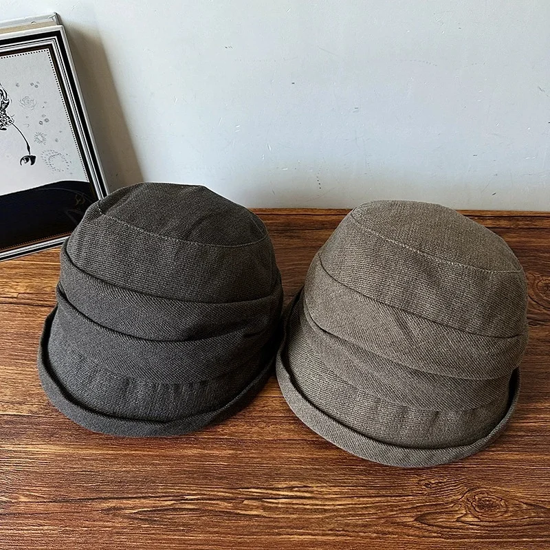 Hemp-Woven Small-Brimmed Fisherman's Hat: Breathable, Boho-Chic, Pleated, Spring/Fall Outing Sun Hat
