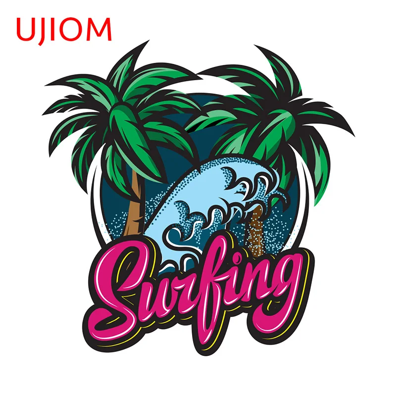 UJIOM 13cm X 12.9cm Cool Surfing Logo Wall Stickers Amusing Summer Holiday Decor Decals Eye-catching Surfboard Accessories