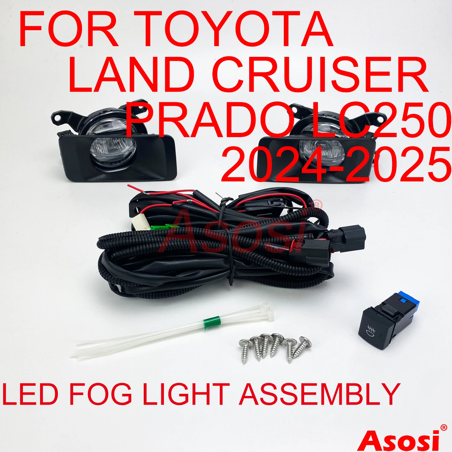 

Front Bumper LED Fog Lights Driving Lamps For Toyota Land Cruiser Prado 250 Series LC250 2024 2025 Left Right Side Complete Kit