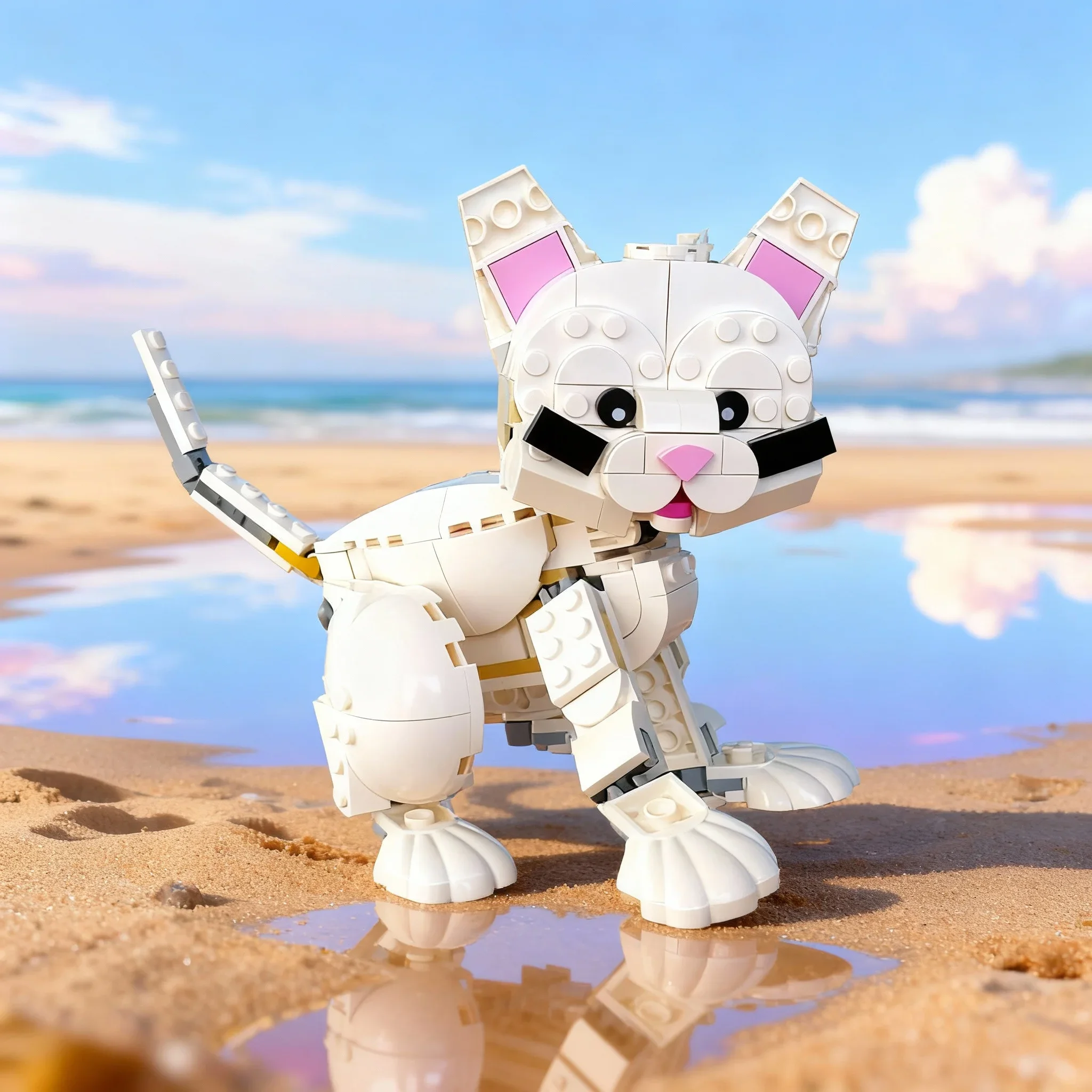 201pcs MOC Cute Kitten Creator 3 1 Model Building Blocks Architecture Festival Gifts DIY Creative Idea Education Toy Brick
