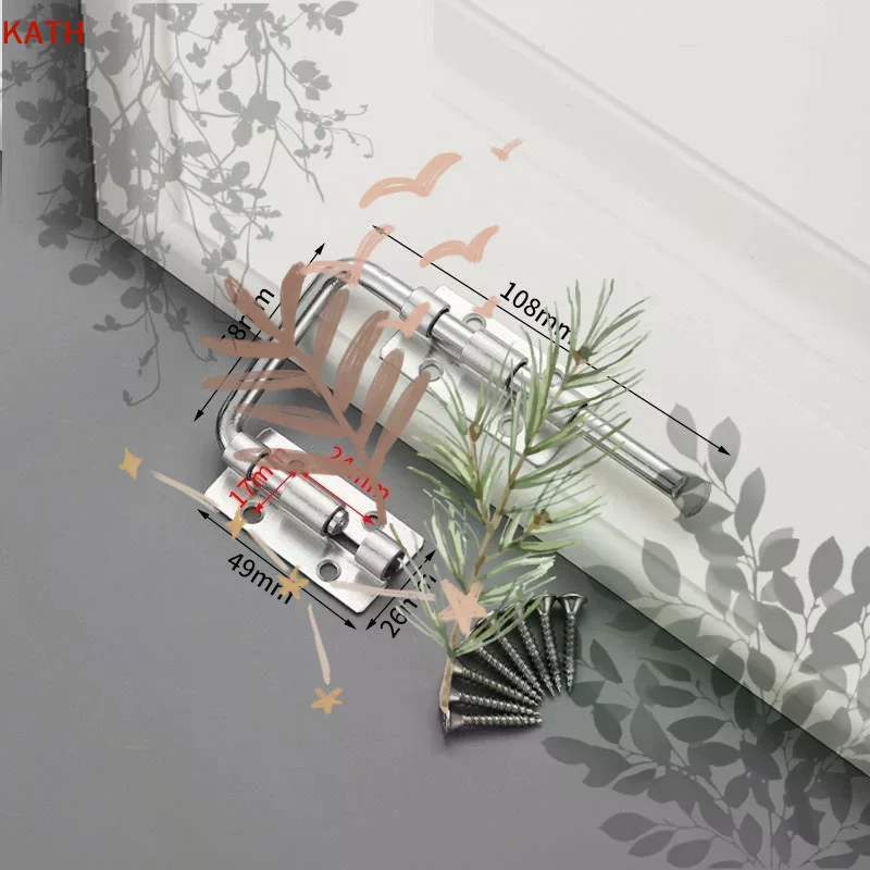 Stainless Steel Safety Door Buckle 90 180 Degree Anti: Theft Latch Indoor Sliding Hardware
