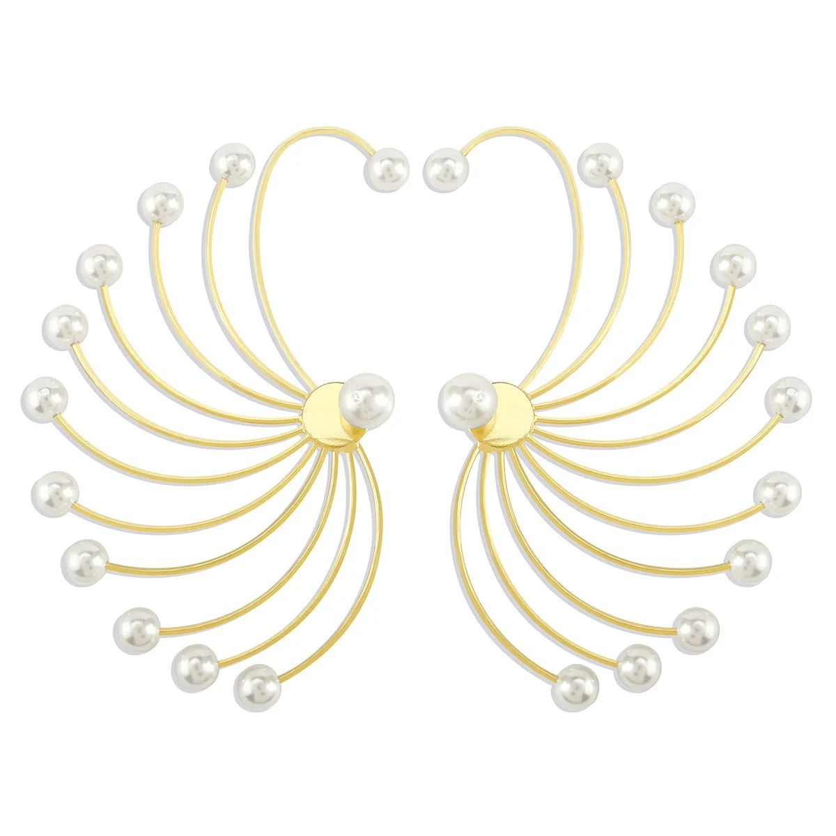 1pc Exaggerated Fan Shaped Ear Jacket Wedding Bridal Prom Statement Earrings Summer Hawaiian Jewelry