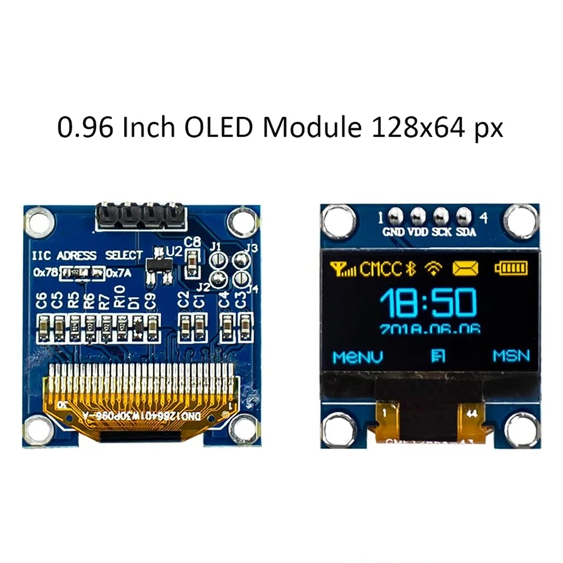 OLED Display Screen Board 0.96 Inch Driver IIC I2C Serial Mini Self-Luminous Display Screen Board