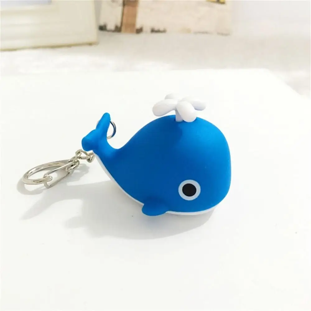 Creative Sounds Light Sea Whale Keychain Luminous with Sound LED Whale Keyring Cartoon Flashlight Animal LED Keychain Small Gift