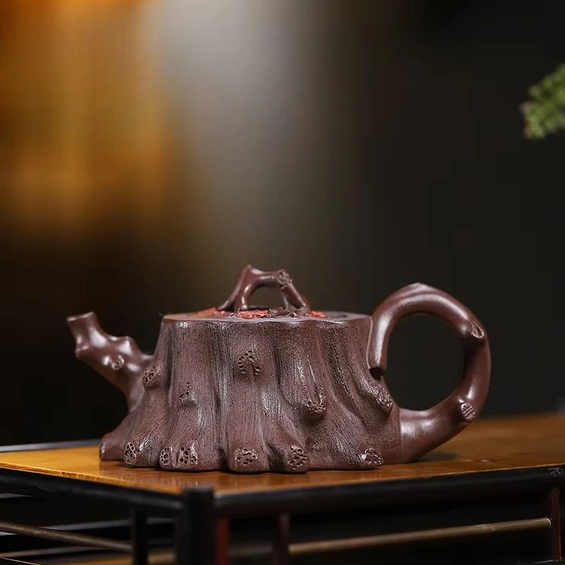 Yixing handmade purple clay teapot, original ore, purple mud, painted plum blossom, dwarf plum blossom, stake, Kung Fu tea set