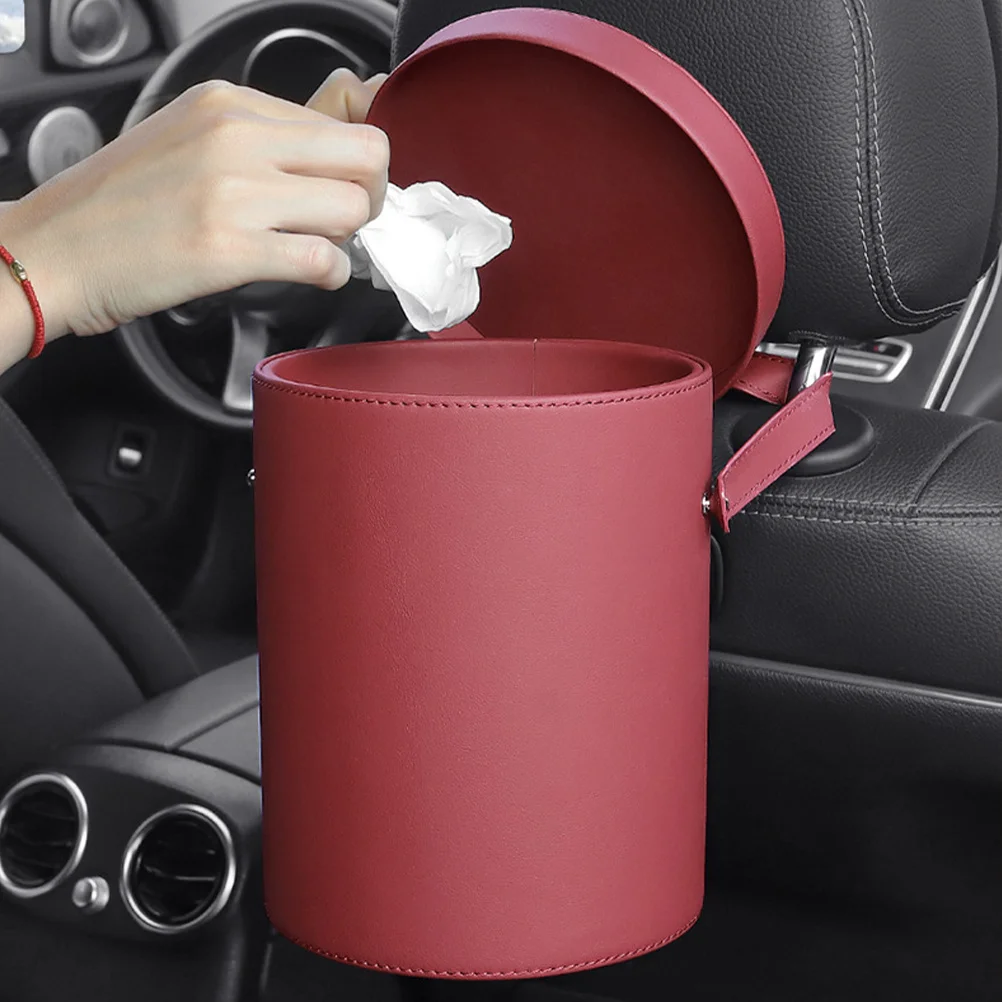 

PU Car Trash Can with Lid Portable Multi Use Garbage Storage Holder for Cars Suvs Trucks Car Trashcan Trash Can