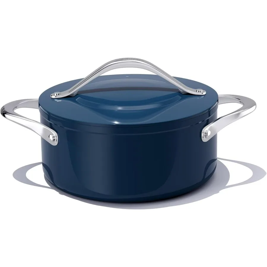 

Голландская духовка Stock Pot 4,5qt с крышкой, 9,5 с антипригарным покрытием, керамическим покрытием, нетоксичная, без PFAS, с выравнивающим распределением тепла для плетения и выпечки Br