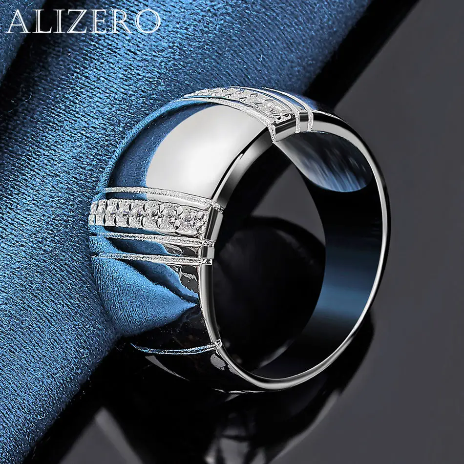 ALIZERO 925 فضة خواتم كريستال الزركون خاتم للنساء الرجال خواتم الخطبة خاتم الخلود خاتم الزفاف الفرقة مجوهرات هدايا #5