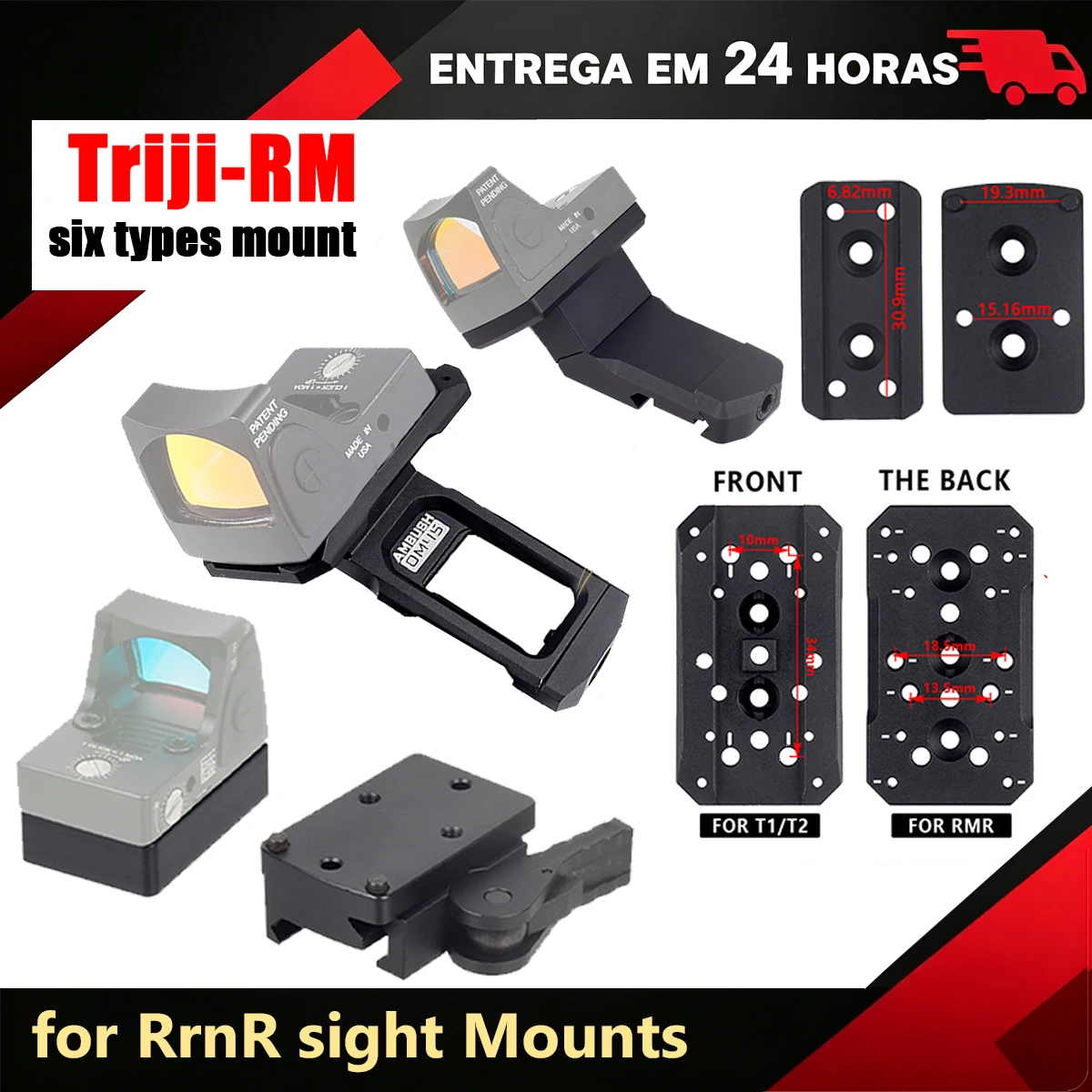 Airsoft Offset Riser Optic Bracket Mount for Trijicon RMR Scope Tactical Hunting Scope for GLOCK 17 19 AR15 M4 20mm Rail Mount