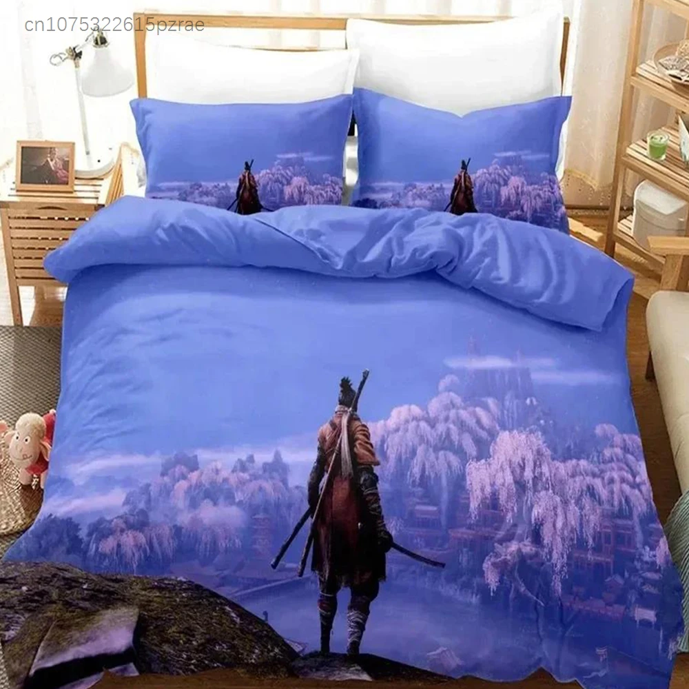 Top 3D Anime Sekiro Game Bedding Set Duvet Cover Bed Set Quilt Cover Pillowcase Comforter King Queen Size Boys Adult