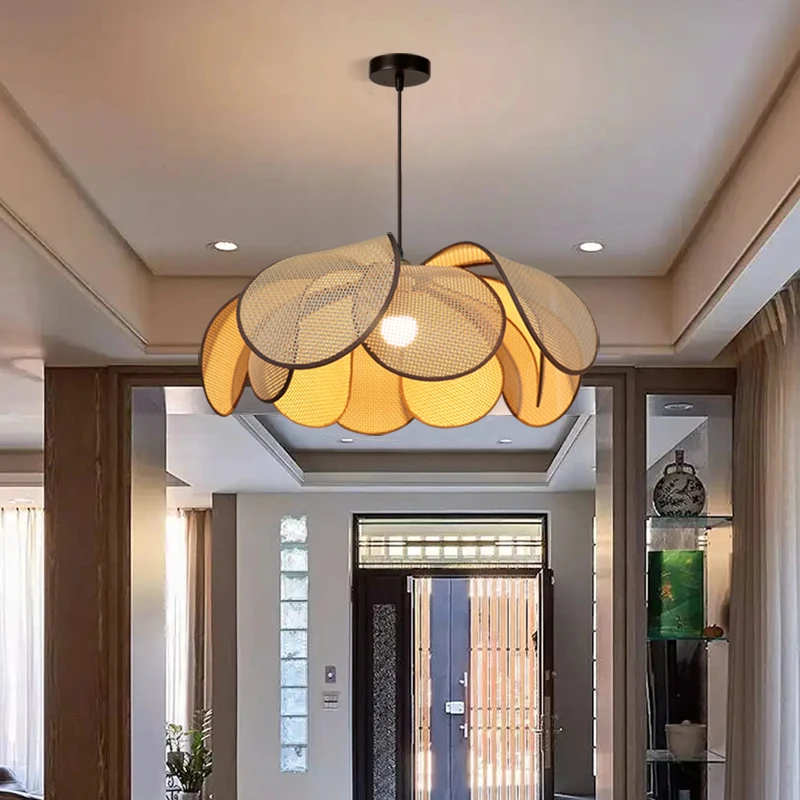 

Petal chandelier French cream wind dining room light rattan home living room study master bedroom light