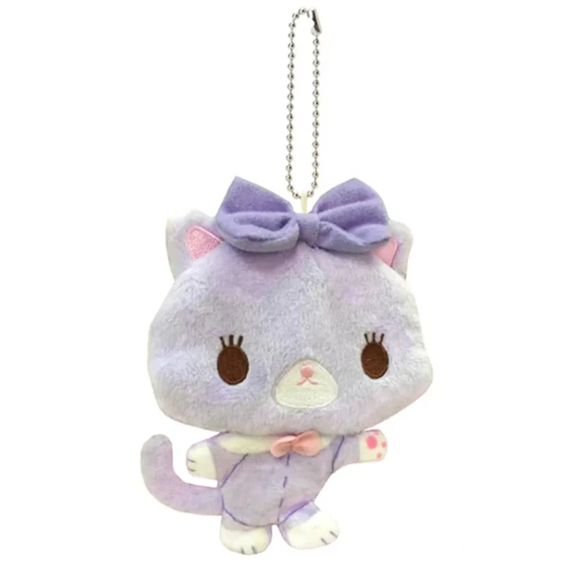 Mewkledreamy Purple Cat Plush Coin Purse Pouch Wallets Kawaii Cute Women Bag Keychain Key Chain Mini Small Storage Organizer Bag