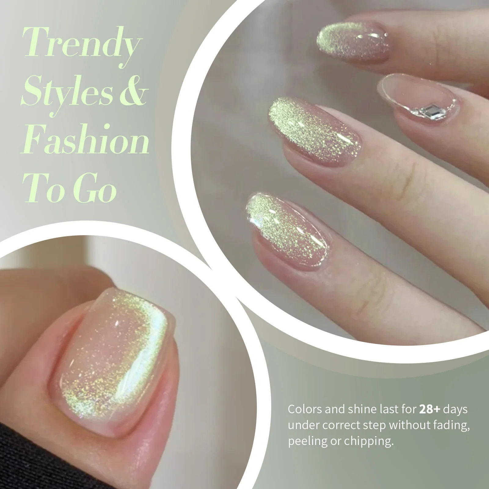 BORN PRETTY 10ml Gold Cat Magnetic Gel Ultra Shine Silver Gold Glitter Winter Jelly Color Soak Off UV LED Gel Nail Art Varnish — zdjęcie 6