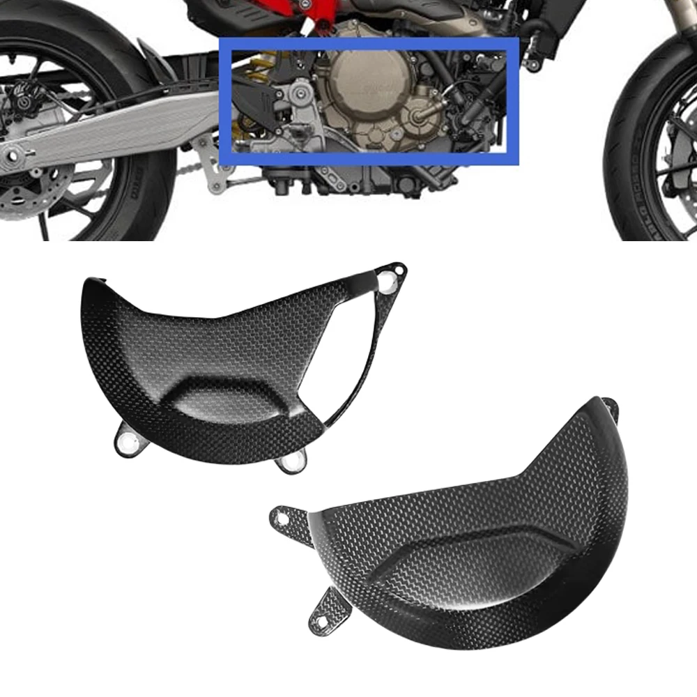 For DUCATI Hypermotard 698 Mono Rve 2024 2025 Motorcycle Carbon Fiber Left Generator Alternator Cover & Right Clutch Covers Cap