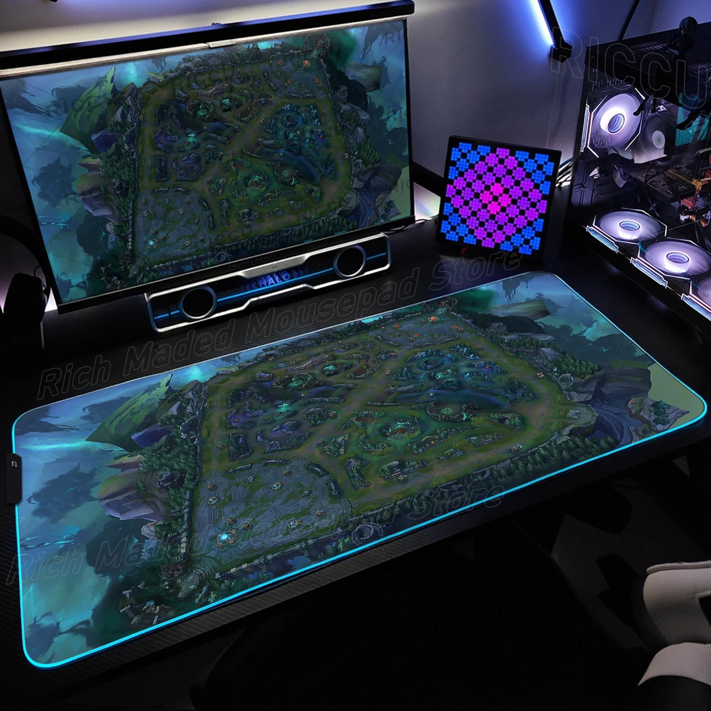 لوحة ماوس كبيرة للألعاب من RGB League of Legend Map XXL لوحة ماوس رياضية إلكترونية مطاطية مانعة للانزلاق LED MouseMat ألعاب لوحة مفاتيح الكمبيوتر Deskmat #2