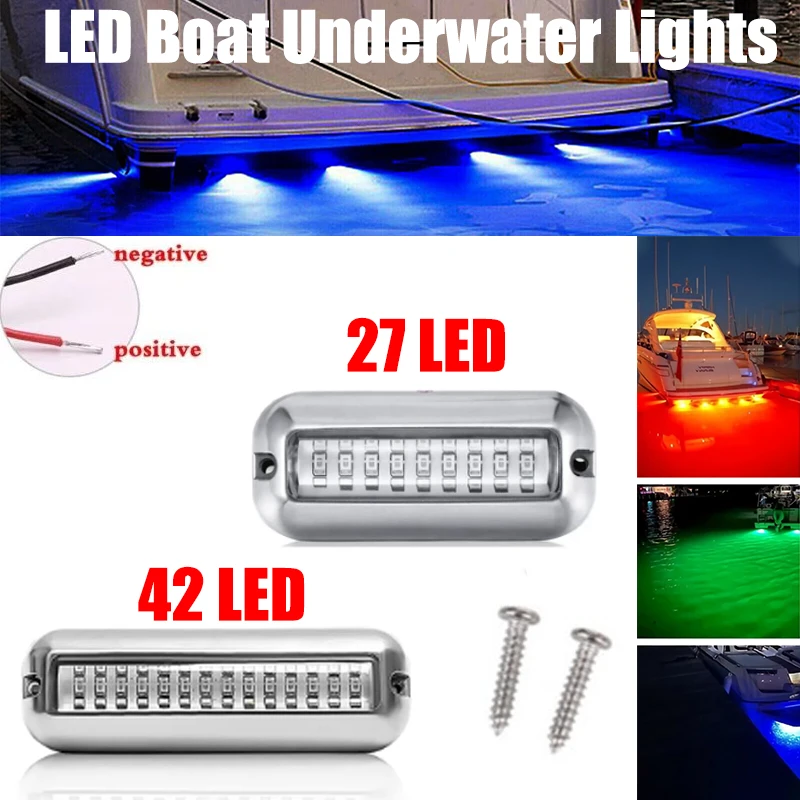 27/42 LED Boat Underwater Lights 10-30V Marine Navigation Light Transom Speedboat Boat Lights For Car RV Ship Yachts Stern