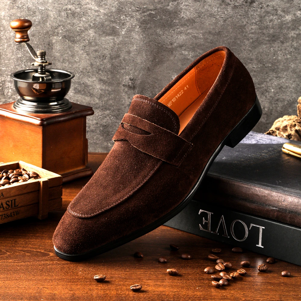 

Men Soft Moccasin Loafers Full Grain Leather Driving Casual Shoes Suede Boat Fancy Comfortable Slip on Flats Loafers