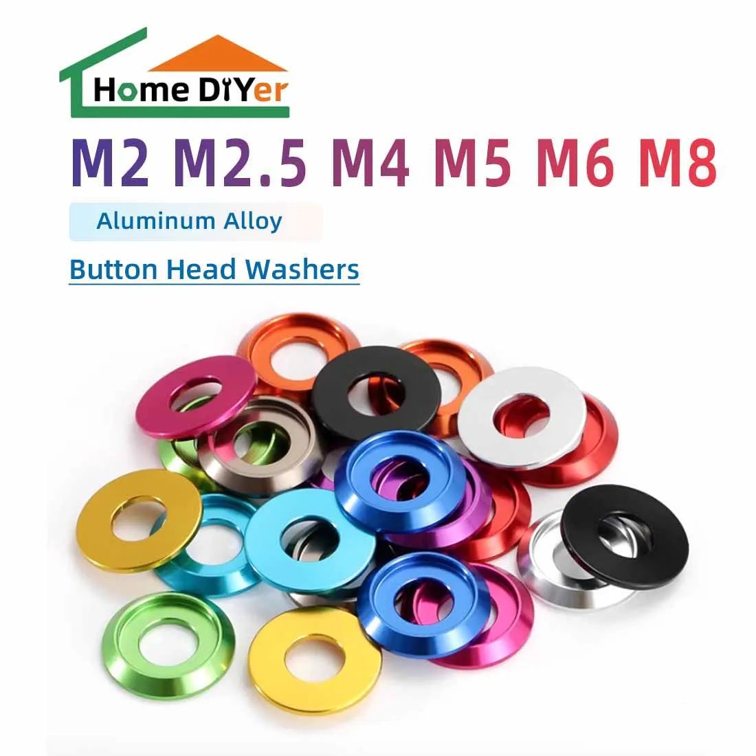 10/50pcs M2 M2.5 M3 M4 M5 M6 M8 Colourful Aluminum Cup Head Washer For Button Head Screw