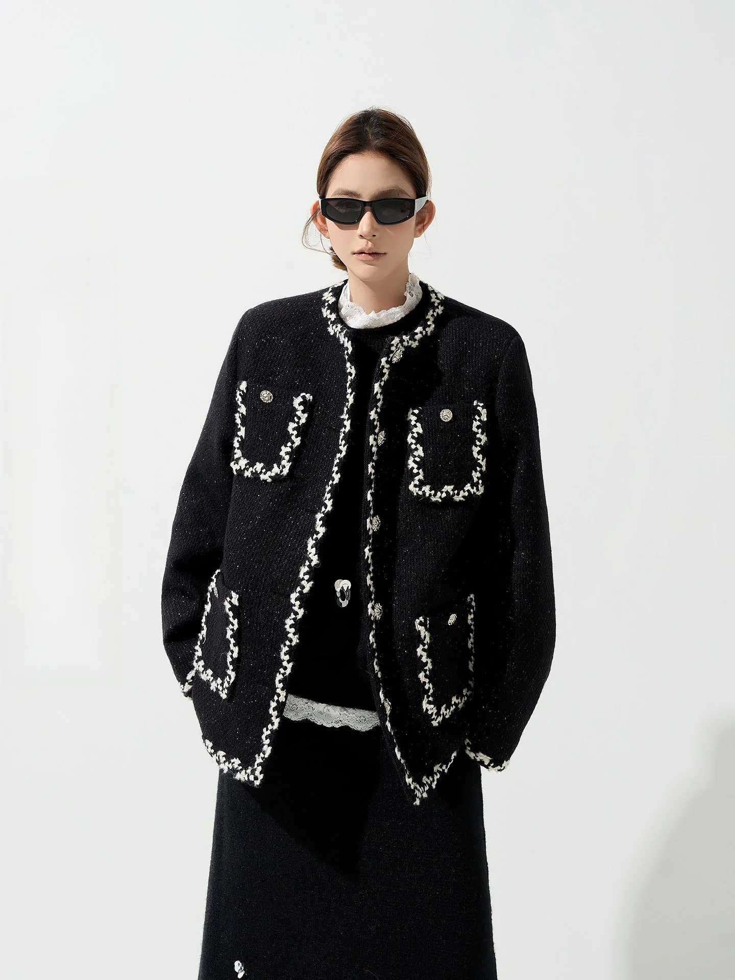 

Женский осенне-зимний свободный кардиган Wutong Thiened с длинными рукавами и круглым вырезом, модная новинка