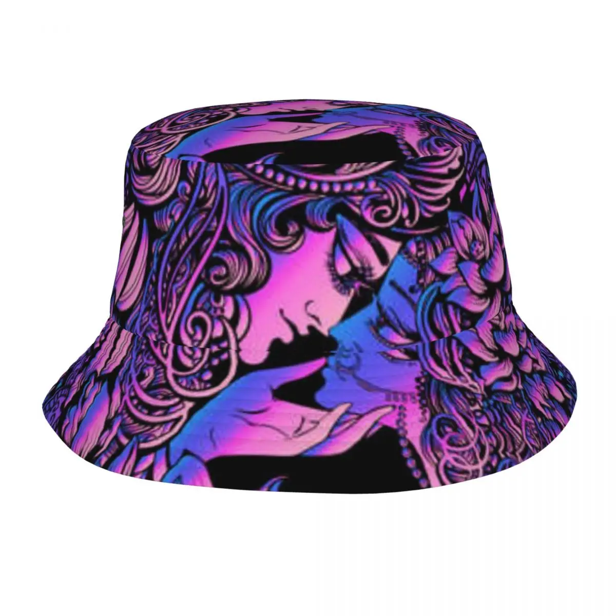 

Bucket Bob Cap Hip Hop Gorros Radha And Lord Krishna Panama Cap Beach Sun Fishing Hat