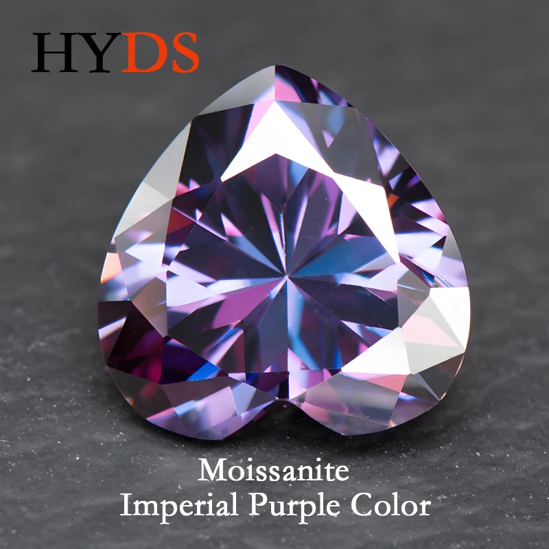 

Moissanite Stone Heart Cut Imperial Purple Color VVS1 Lab Grown Diamond Charms Beads for DIY Jewelry Making with GRA Certificate