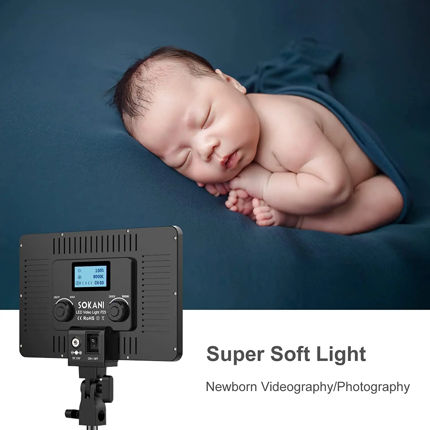 Sokani P25 LED Fill Light Professional Studio Panel Video Light For E-sports live Record Videos Video Calls Zoom Meetings Lamp