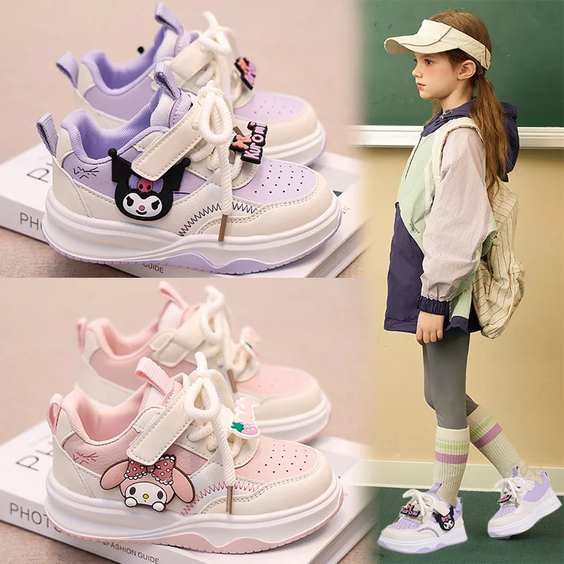 Sanrio Children's Casual Shoes Kuromi My Melody Cartoon Girls Board Shoes Anti-slip Soft Bottom Kids Sport Shoes Boys Snearkers