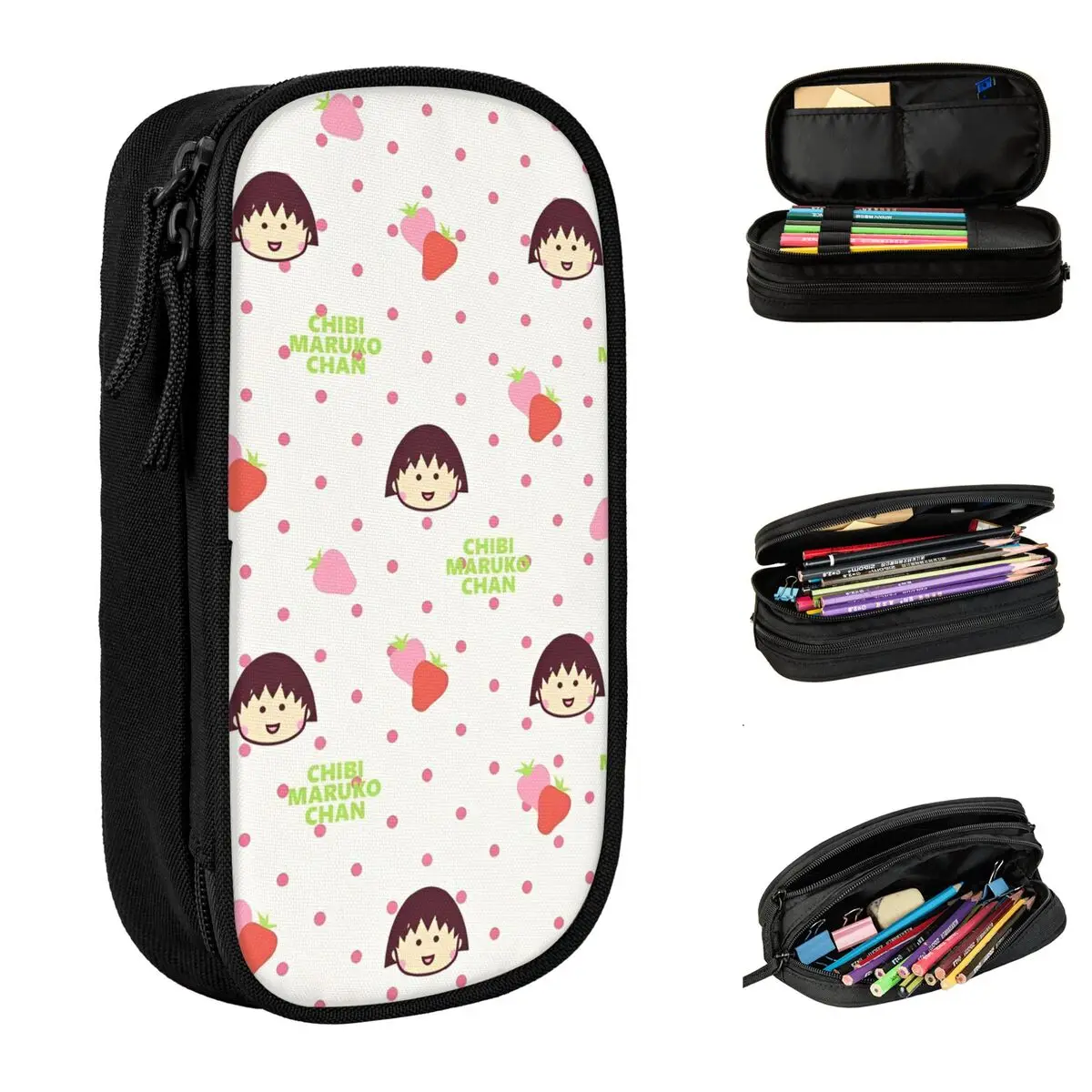 Japanese Cartoon Chibi Maruko-Chans Pencil Case Pen Bag Girl Boy Big Capacity School Supplies Gift Pencilcases