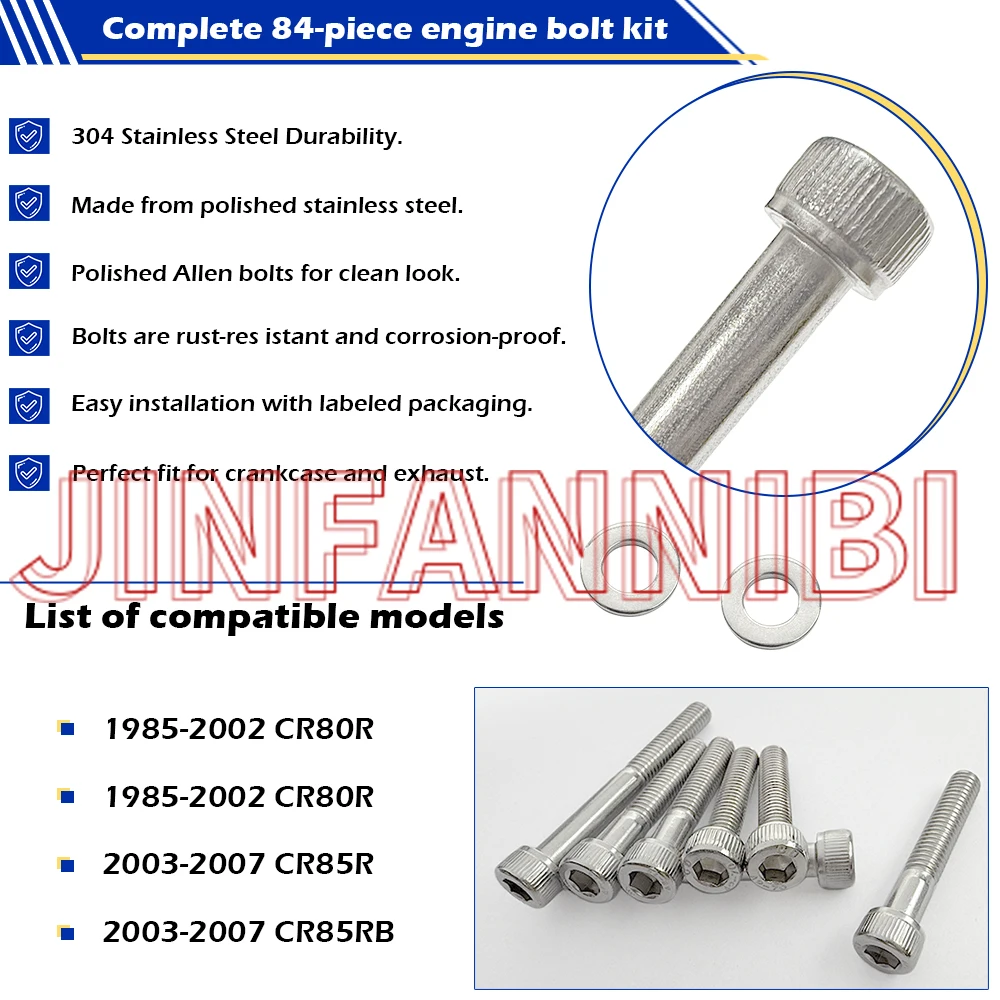 84pcs Clutch Spring & Engine Bolt Screw Kit Set for Honda CR80R CR80RB 1985-2002
