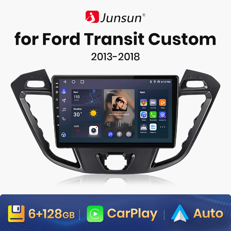 Junsun V1 AI Voice Wireless CarPlay Android Auto Radio for Ford Transit Custom 2013-2018 4G Car Multimedia GPS 2din autoradio