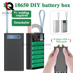 12Pcs 18650 Battery Solderless Power Bank Case DIY Battery Storage Boxes With LED Lights Detachable Push-pull Power Bank Kit