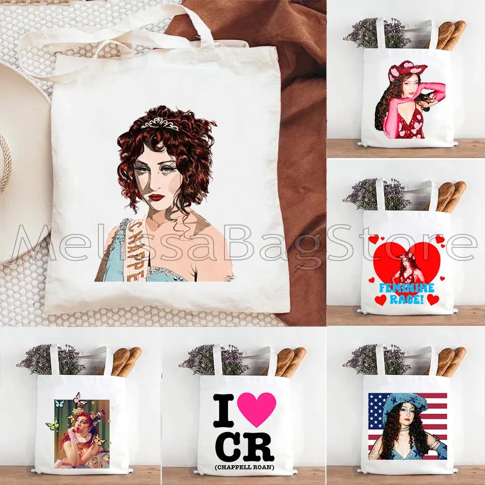 Pink Pony Heart Chappell Roan Angel Portrait Good Luck Poster Fan Cute Gifts Canvas Shoulder Tote Bag Cotton Shopper Eco Handbag
