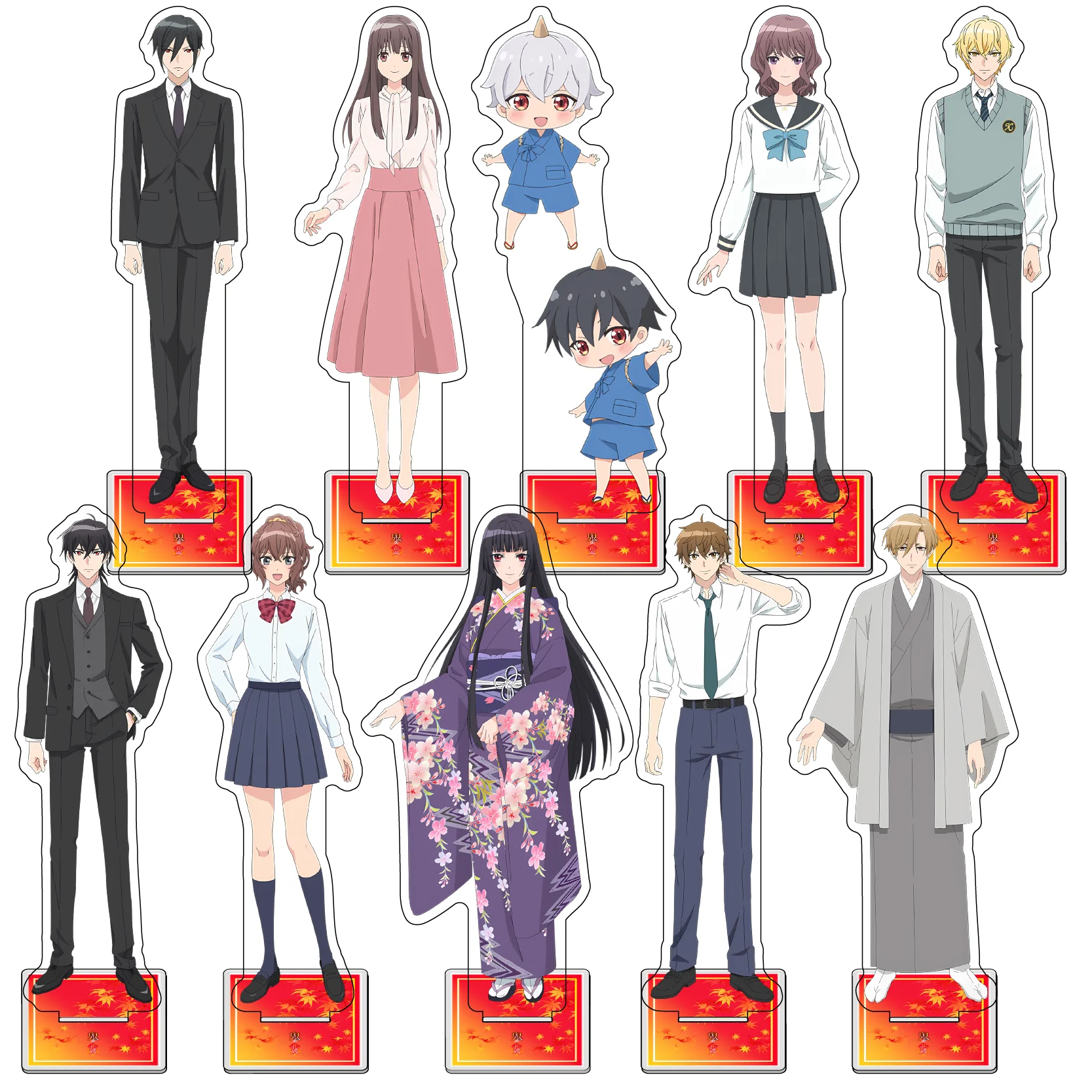 Anime Oni No Hanayome Yuzu/Shizuka 15cm Acrylic Stand Popular Character Desk Ornament Keychain Holder for Desktop Decor