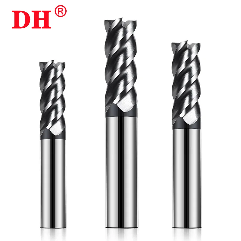 HRC50 four slot nano coated tungsten steel hard alloy end face end mill CNC machine tool stainless steel milling cutter 1-20mm