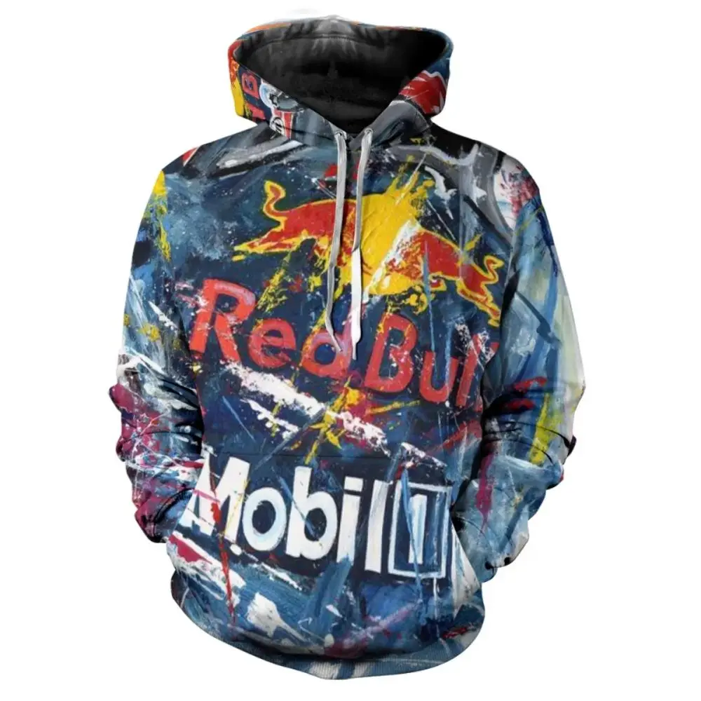2025 Nuevo Sudadera con capucha Red Bull Moda Red Bull Impreso 3D Jersey para hombre Ropa deportiva al aire libre Sudadera con capucha de carreras Ropa Red Bull