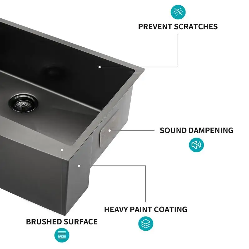 33" Gunmetal Black Apron Front Kitchen Sink - 16 Gauge Stainless Steel, Spacious & Durable Design for Modern Homes