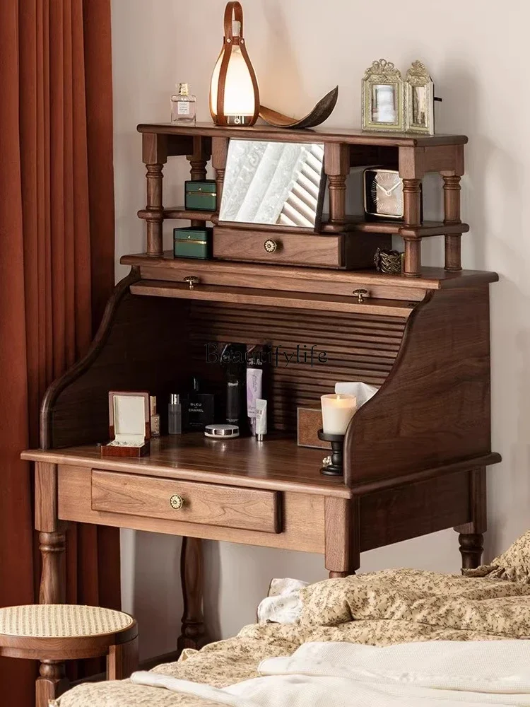 

yj7 All Solid Wood Dressing Table Makeup Simple Bedroom Multi-Functional Storage Makeup Table