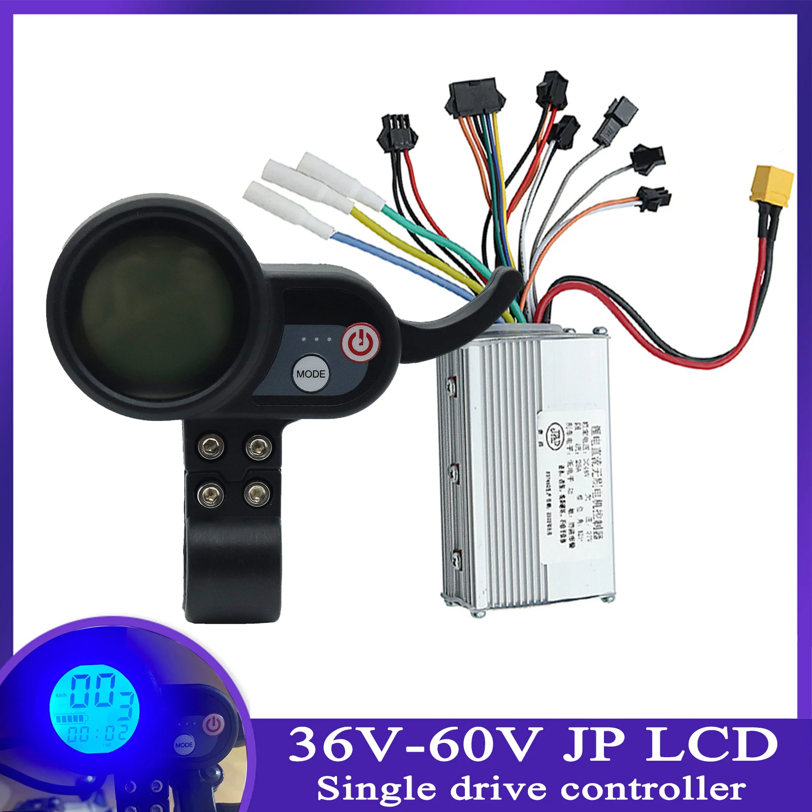 JP Jipin Brushless Motor Controller No Hall 36V 48V 52V 60V JP LCD Display For Electric Scooter Throttle Controller Part