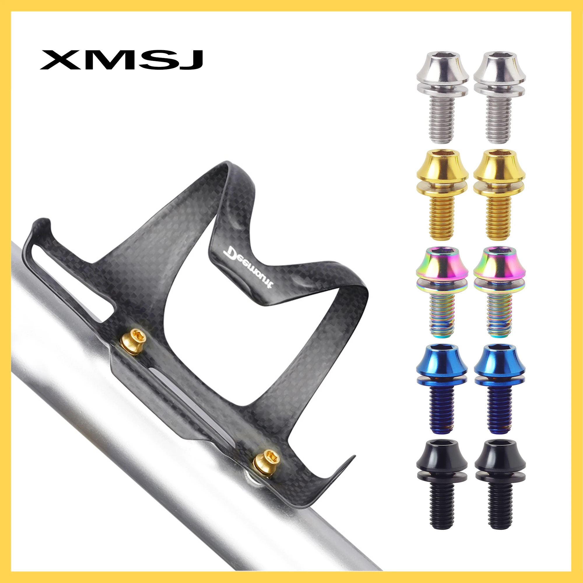 

XMSJ Titanium M5x12mm Bicycle Bottle Cage Bolts Bike Holder Screw Water Fixed Screw Air Pump Bracket TC4 Kettle Stand Fixing