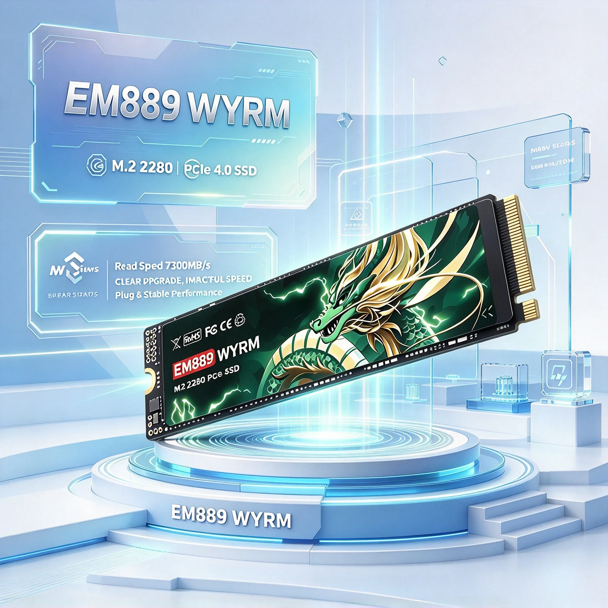EM889 Built-in M.2 NVMe SSD, 1TB/4TB/2TB/500GB, Fast Performance Storage, Desktop, PC, Laptop, Gaming. Quantum Plus.