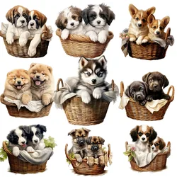 Creative cartoon Cute dog in the basket Sticker bag Retro character hand tent DIY collage Scrapbooking accessorie  stationery