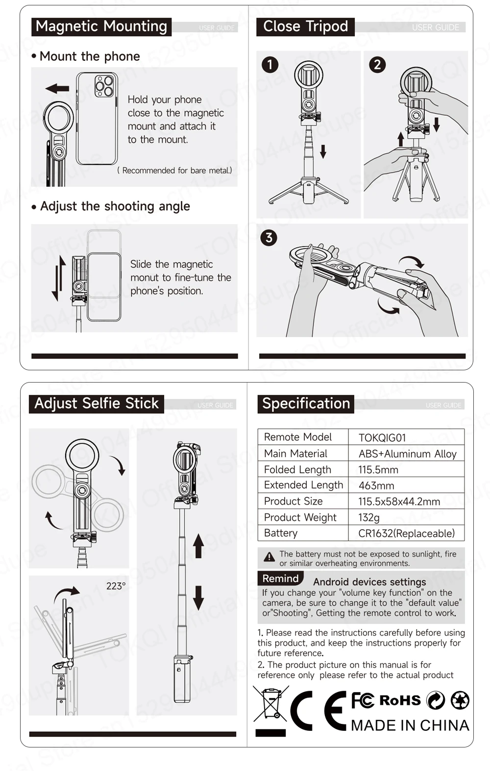 Magnetischer Handyhalter Mini-Selfie-Stick Stativ mit 360°-Einstellung Kabelloser Bluetooth-Fernbedienung für iPhone Android-Telefon Vlog-Aufnahmen – Detail 26