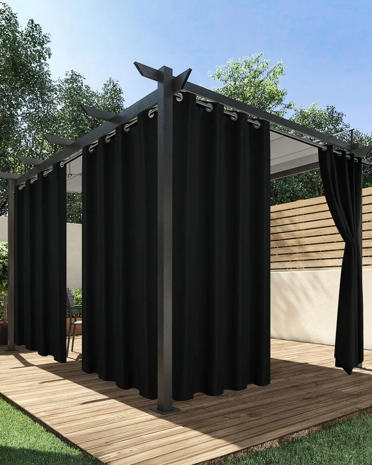 

Waterproof Outdoor Curtains for Patio, 4 Panels - 54x95 Inch - Privacy & Light Filtering, Black Grommet for Porch Gazebo