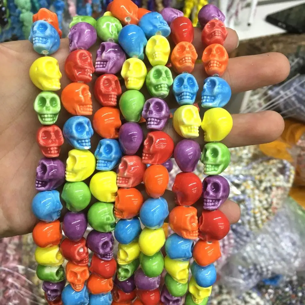 Wholesale Glass Multicolor Skull Bead Lampwork Glass Loose Beads For Jewelry Making DIY Bracelet Necklace Craft Accessroeis