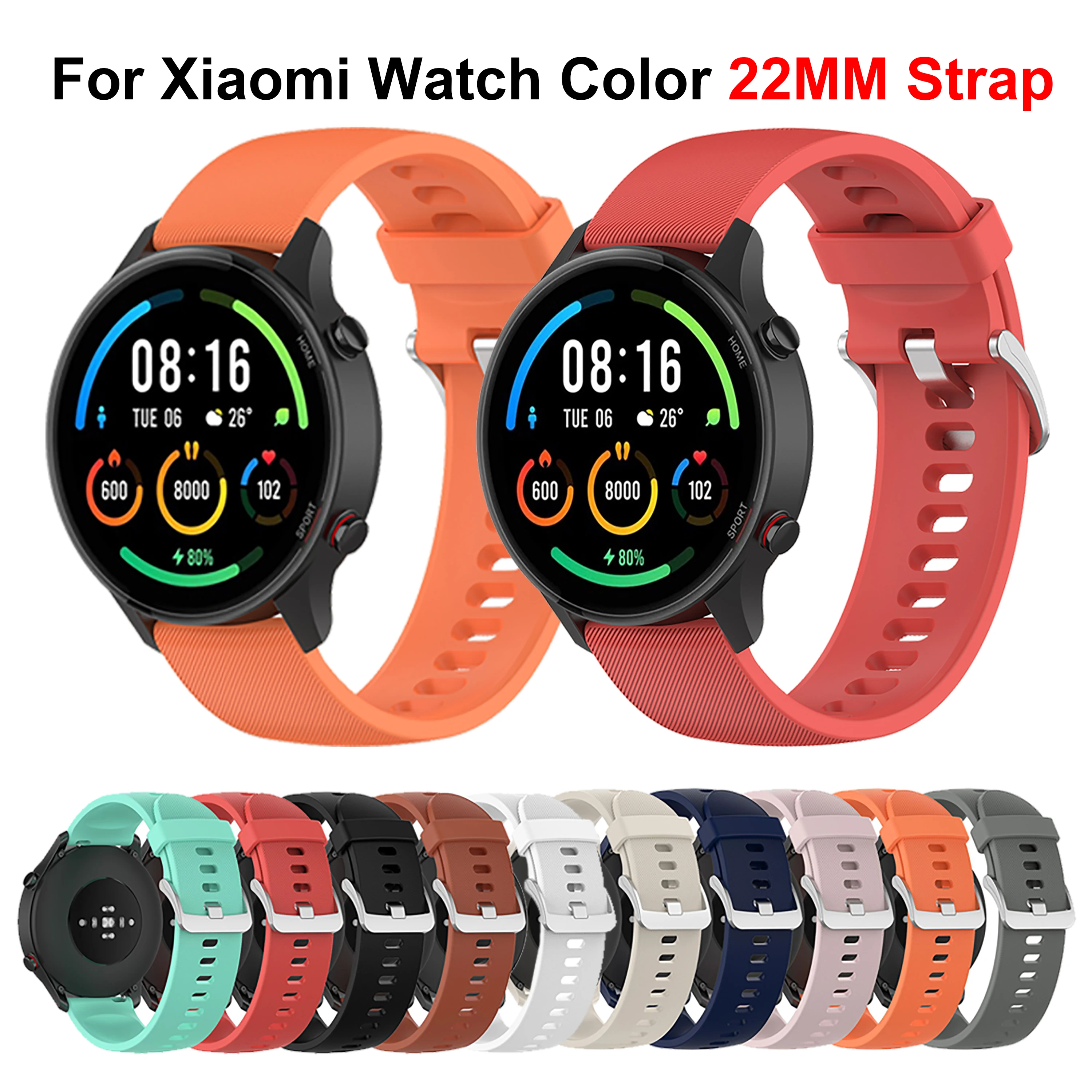 Ремешок 22 мм для Xiaomi Watch Color Sport Мягкий силиконовый ремешок для Mi Watch S1 S2 S3 S4 Huawei GT6 GT5 46 мм Amazfit GTR 4 3 2